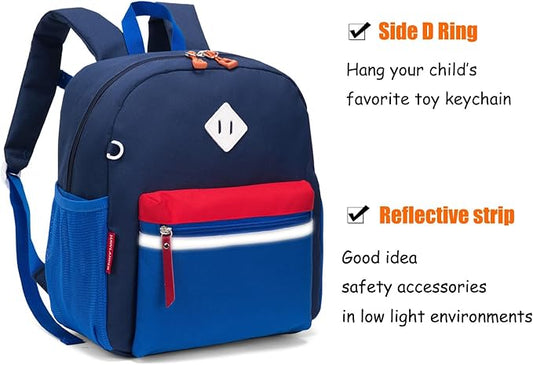 HawLander Little Kids Backpack for Boys Toddler School Bag Fits 3 to 6 years old, 12 inch, Blue