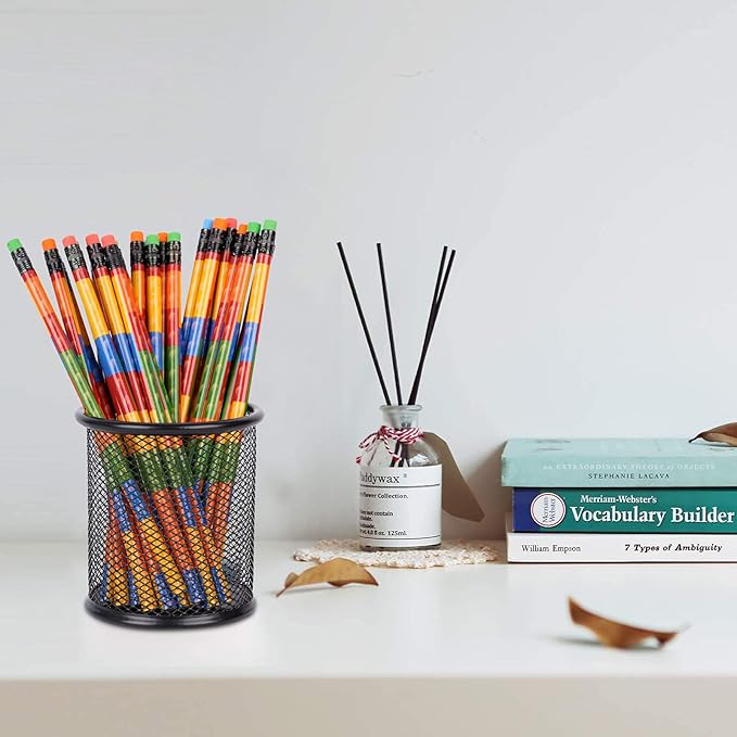 Kolewo4ever 200 Pieces Building Block Wood Pencils Colorful Round Pencils with Top Erasers Kids Birthday Goody Bag Bulk Filler for Exams School Office Sketching Learning Activities