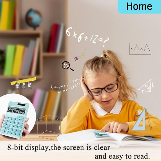 Basic Calculator, Desktop Cute Pocket Size Mini Calculators for School, Office, Home (Light Blue)