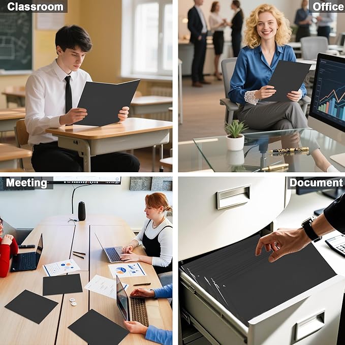 Folders with Pockets, LAYZZ 30 Pack Paper Pocket Folders, 2 Pocket Folders Fits Letter Size Paper, for School Office and Home (Black)