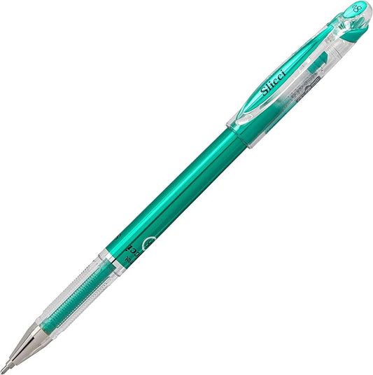 Pentel Arts Slicci Metallic 0.8 mm Needle Tip Gel Pen, Metallic Green Ink, 1 Pack (BG208BPMD)