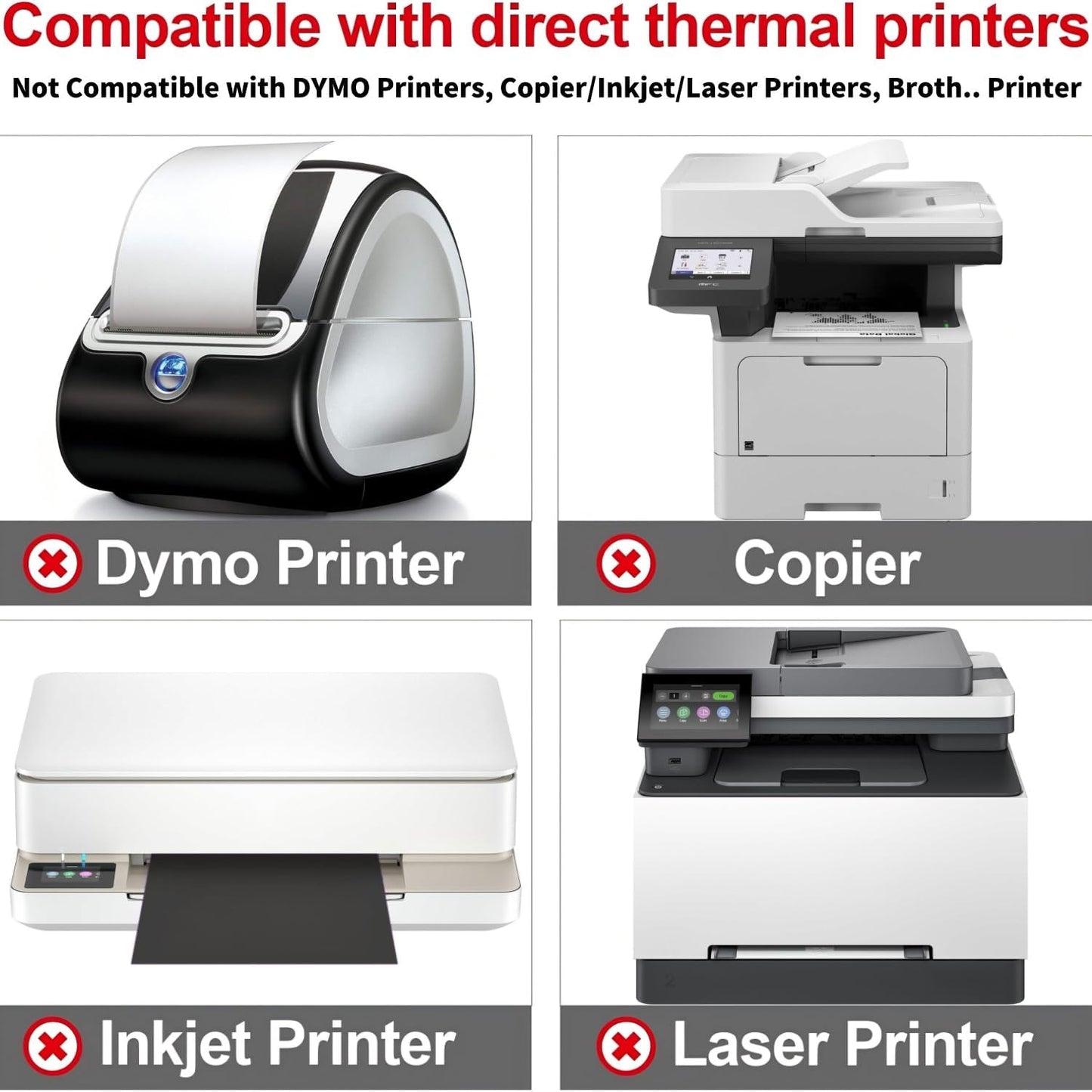 HUOJI 4x6 Direct Thermal Shipping Labels, 4 Stacks 4000 Labels, Fanfold, Compatible with Rollo, Zebra, MUNBYN Printers(Commercial Grade)