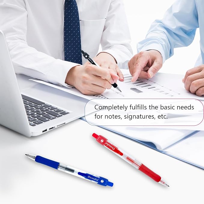 Red Ballpoint Pens with Rubber Grip,Fine(0.5mm) Point Retractable-Set of 48 Writing Pens for School Office