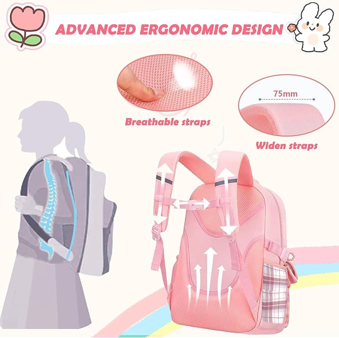 Girls Backpack,Cute School Backpack for Girls Kids Teens,Kawaii Bookbag for Primary Elementary,Green