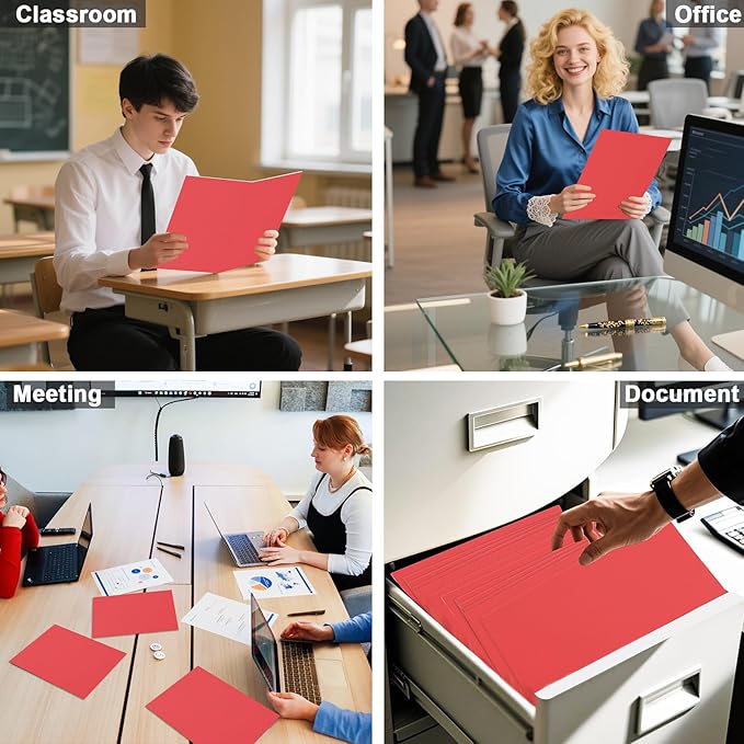 Folders with Pockets, LAYZZ 30 Pack Paper Pocket Folders, 2 Pocket Folders Fits Letter Size Paper, for School Office and Home (Red)