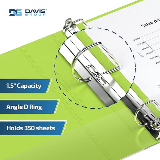 Premium Economy 6-Pack 3-Ring Binders for School or Office, D-Ring Binders, 1.5 Inch, Lime Green