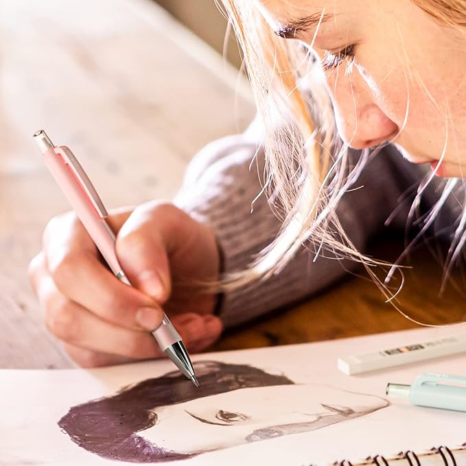 Nicpro 3PCS Pastel Mechanical Pencil Set, 0.5 Mechanical Pencils with 6 Tube HB Lead 0.5mm, 3 Eraser and 9 Eraser Refill & Case, Aesthetic School Supplies for Drafting Sketching, Drawing & Writing