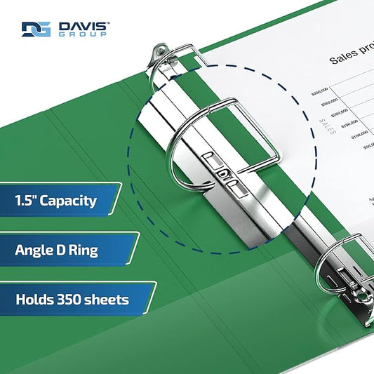 Premium Economy 6-Pack 3-Ring Binders for School or Office, D-Ring Binders, 1.5 Inch, Green