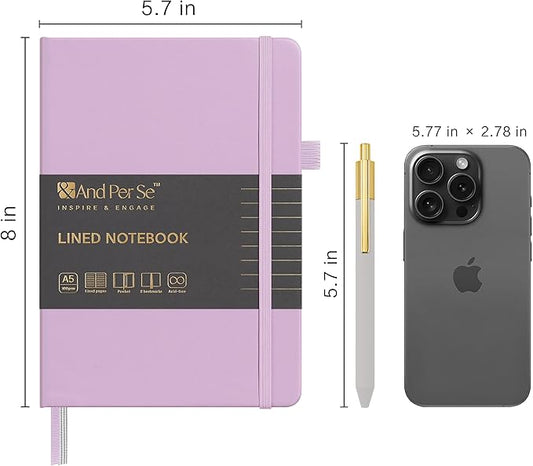 A5 Lined Leather Journal and Pen Set (3 packs), Hardcover Notebook with Pen, 160 Pages 100gsm Thick Ruled Paper for Men Women, for Work, Business, School or Home Writing, 5.7'' x 8'' (Purple)
