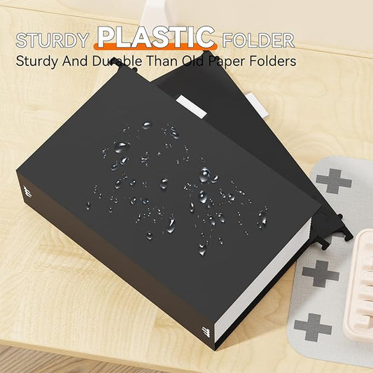 Plastic Legal Size Hanging File Folders,Heavy Duty 3" Expanding Hanging Folder, Reinforced Black Hang Folders Legal,Insert Gasket,Adjustable Tabs,Filing Cabinet Folder for Bulky Files,12 Pack