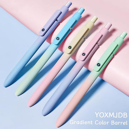 Gel Pens, 5 Pcs Medium Point Smooth Writing Pens Cute Pens for Women, High-End Series 0.7mm Black Ink Pens for Journaling Note Taking, School Office Supplies (5 Pcs Gradient Morandi)