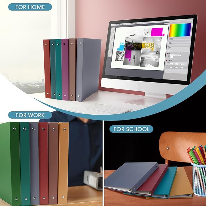 Ctosree 10 Pack Colored 3 Ring Binder with 2 Pockets Hardcover Loose Leaf Binder for Women Men Teacher Student School Office Home Supplies, Fits 11 x 8.5 Size Paper, 10 Colors(0.5",Business Color)