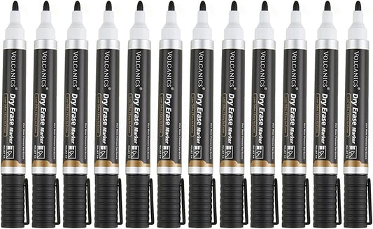 Volcanics Jumbo Black Dry Erase Markers Whiteboard Pens Low Odor Whiteboard Markers Pack of 70