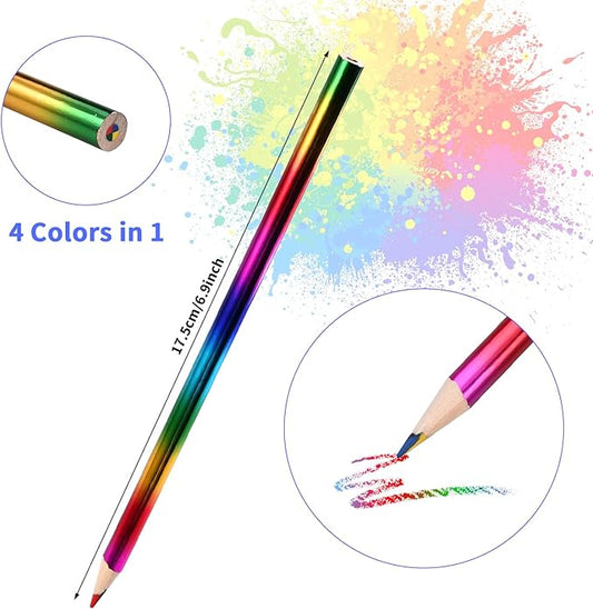 GOLDGE 40Pcs 4-in-1 Rainbow Pencils Party Favors (NOT pre-sharpened)– Colored Pencils for Kids, End-of-Year Student Gifts from Teachers, Goodie Bag Stuffers for Birthdays, Classrooms