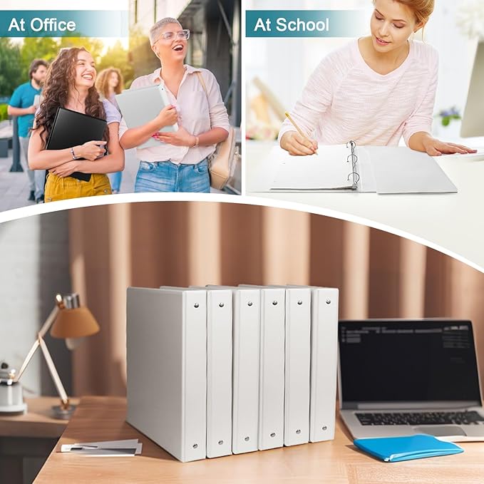 1-inch 3-Ring Binders, 1'' Round Rings Binder, US Letter Size 8.5 x 11'', 200 Sheet Capacity, ClearVue Presentation View, Non-Stick, White (1)