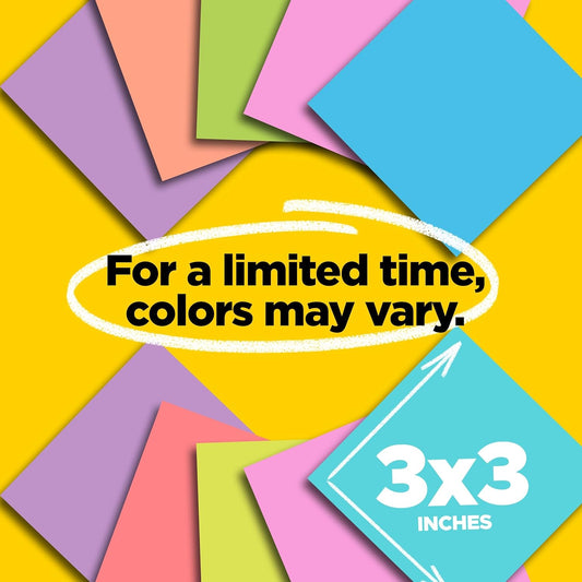 Post-it Super Sticky Notes, 24 Sticky Note Pads, 3 x 3 in., School Supplies, Office Products, 2X The Sticking Power, Supernova Neons Collection