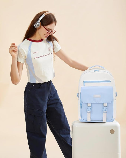 LOVEVOOK School Backpack for Teen Girls,Casual School Backpack 14-18 Teenage 15.6 Inch Laptop Bookbag, Cute Big Student Laptop Backpack for College Women Middle High School Travel Daypack,Blue