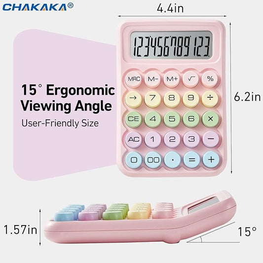 Electronic Calculator,12 Digits Large LCD Display Small Desktop Calculators,Pink Basic with Big Buttons,Easy to Press Mechanical Switch Calculator,4 Function Office Supplies for Home and School (Pink)
