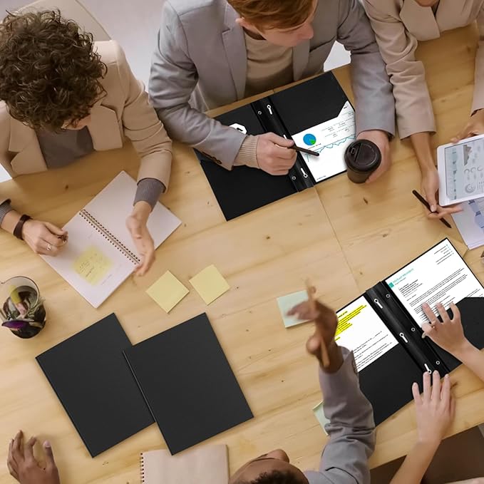 ViVin Sturdy Plastic Folder, 10 Pack, 2 Pocket Folder with Prongs, Holds 9 x 12 Letter Size Sheets, Plastic Folders with Pockets and Prongs, for Office School and Home - Black