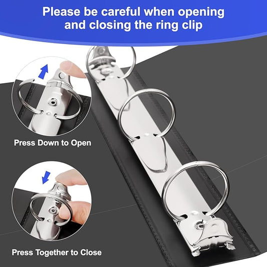 COMIX Sturdy 3 Ring Binder 1 inch with Clear View Cover, 1" Round Ring View Binder, PVC-Free, 200 Sheets Capacity of US Letter Size Paper, Office & School Supplies, Pack of 12 (Black)