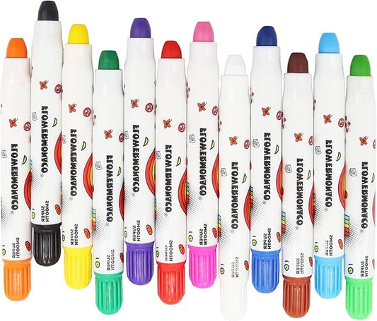 Lebze 12 Colors Toddler Crayons, Non Toxic Silky, Jumbo Washable Baby Coloring Tool, Large Size for Kids and Children, Safe Art School Supplies for Boys & Girls Flower Monaco