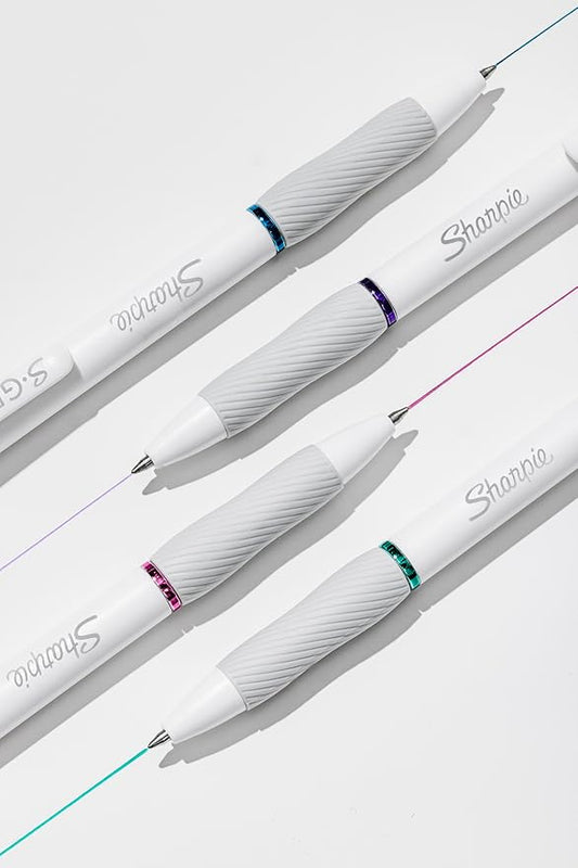 Sharpie S-Gel | Gel Pens for Writing | Medium Point (0.7mm) | Assorted Ink Colours | White Pearl Barrels | 8 Count