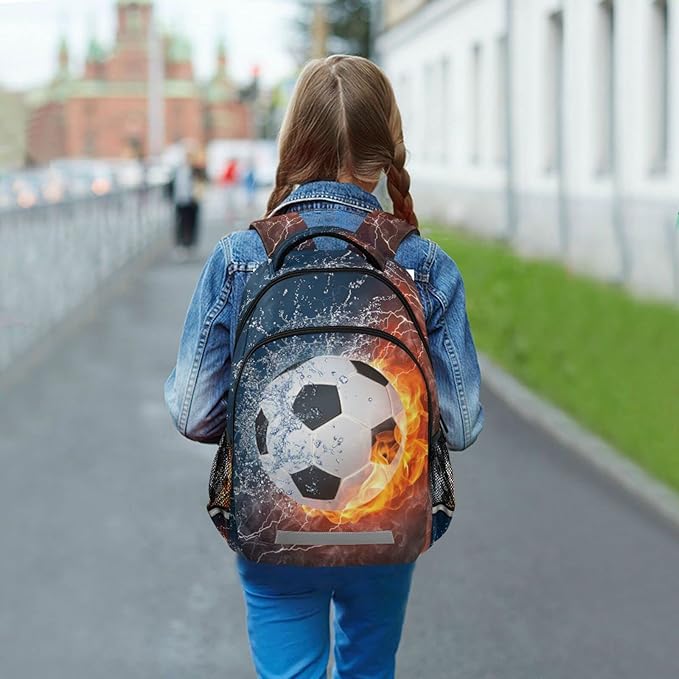 Football Boys Backpack Soccer Ball Elementary School Bookbag Kids Travel Rucksack Laptop Bag