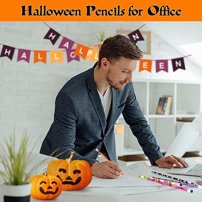 50Pcs Halloween Pencils Kids Colored Pencils with Erasers Assorted Pattern Pencils for Halloween Gifts Party Favors Trick or Treat Halloween Goodies Bags Filler Classroom Rewards for Child Adult