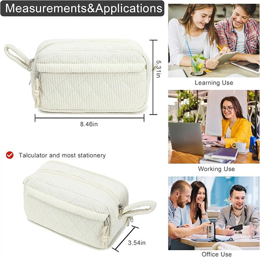 Bluboon Big Capacity Pencil Case Pencil Pouch Pen Case School Supplies Cute Pencil Box Pencil Bag for Teen Girls Boys Women Man (Beige)