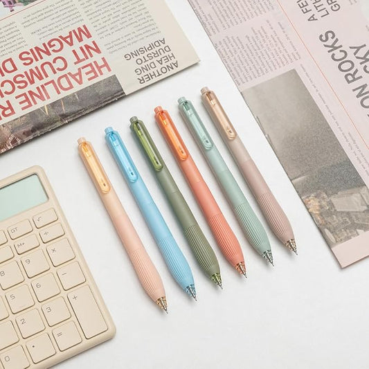 Linbsunne Gel Pens Black Ink Pens for Office 0.5mm Fine Point Pens Smooth Writing Retractable Work Pen (Macaron 12 pcs)