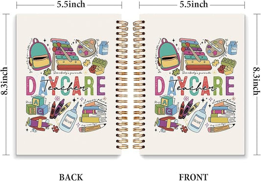 JXREQ Daycare Teacher Notebook, Kindergarten Teachers Gifts Journal Notebook, Teacher Appreciation Gifts Journal for Women, Back to School Supplies, Spiral Notebooks 5.5x8.3