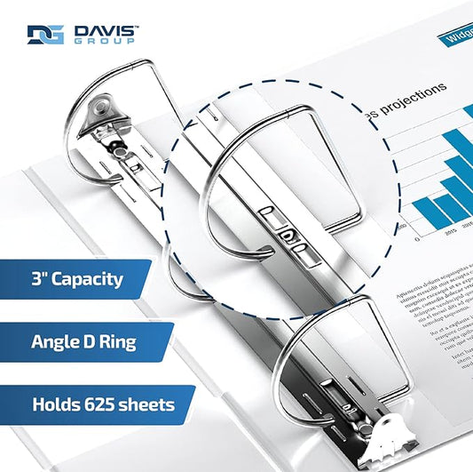 Premium Economy 6-Pack 3-Ring Binders for School or Office, D-Ring Binders, 3 Inch, White