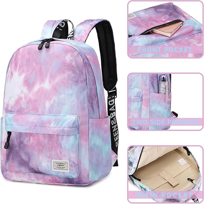 Lohol Galaxy Backpack for School Travel, Lightweight BookBag for Girls Kids
