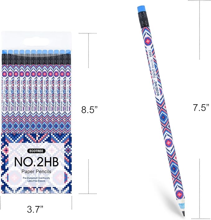 ECOTREE Pencils #2 Pre-Sharpened Pencils for Kids Number 2 Pencil with Erasers for School, Writing, 12 Count