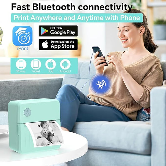 Label Maker Machine with Tape – Bluetooth Thermal Label Printer, Mini Sticker Maker for Home, Office, School & Small Business, Includes 2 Rolls of Label Paper