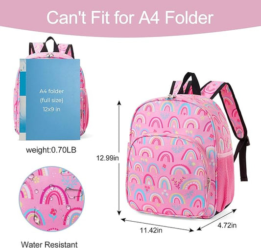 CLUCI Kids Backpack for Girls Toddler Backpack for Preschool Kindergarten Child Cute Daycare School Bookbag Travel Pink Rainbow