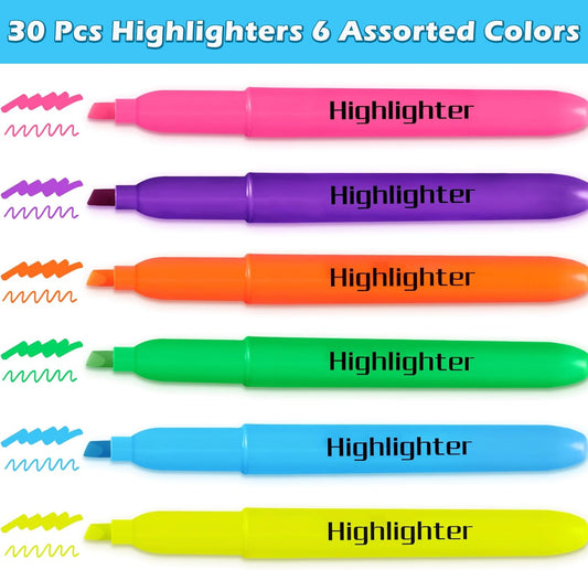 Duchong 30 Count Highlighters Assorted Colors, No Bleed Highlighter Markers for Teacher Students, Classroom Must Have, School Supplies for Adult Kids