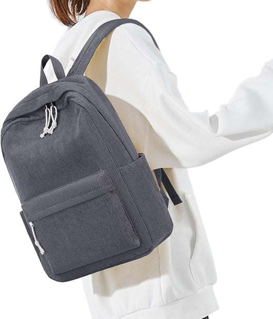 School Backpack for Teens Large Corduroy Bookbag Lightweight 15.6 inch Laptop Bag for Girls Women Casual High School College