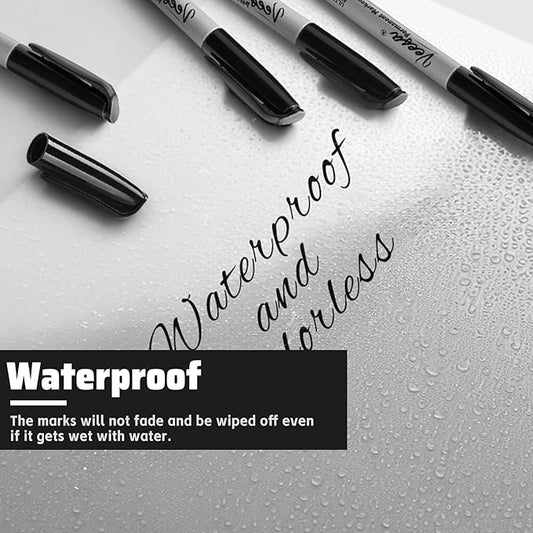 VEESA Permanent Markers Ultra Fine Point, 60 Pack, 0.4mm Black Permanent Markers, Waterproof, Fade-Resistant, Quick Drying, Back to School Supplies