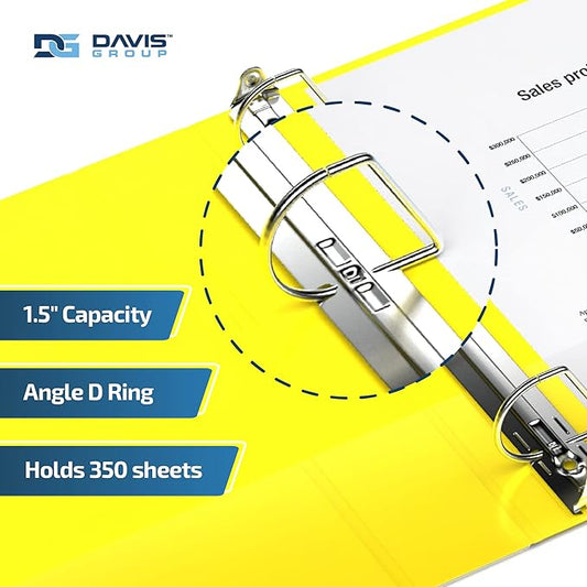 Premium Economy 6-Pack 3-Ring Binders for School or Office, D-Ring Binders, 1.5 Inch, Yellow