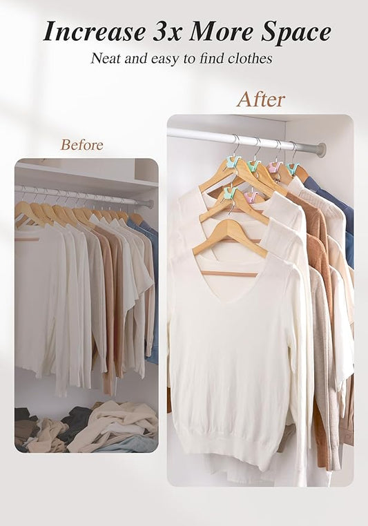 HOUSE DAY Closet Organizers and Storage 60 Pack, Space Saving Hanger, College Dorm Essentials for Girls, Multicolored Clothes Hangers Connectors, Dorm Rooms Space Saver Multicolored