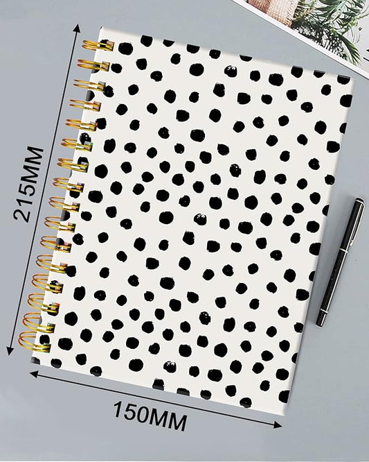 iampanda Spiral Journal Notebook,Strong TwinWire Binding with Premium Paper for Girl Women,Fashion 60 Sheets A5 College Ruled NotebookJournal,Perfect for School Office Home Gifts,Cute Black Polka