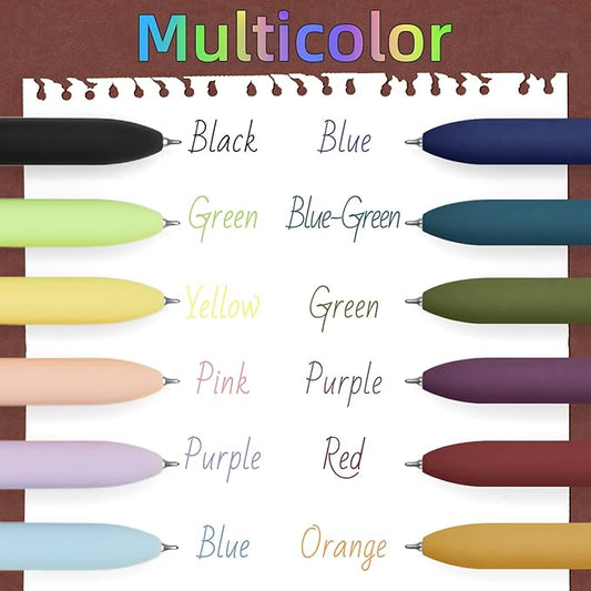 Colored Pens, 12 Pcs Colorful Pens Fine Point Smooth Writing Pen, 0.5mm Colored Ink Gel Pen for Journaling Note Taking, School Supplies Gifts for Women (12 Pcs Gold Vibrant and Vintage)