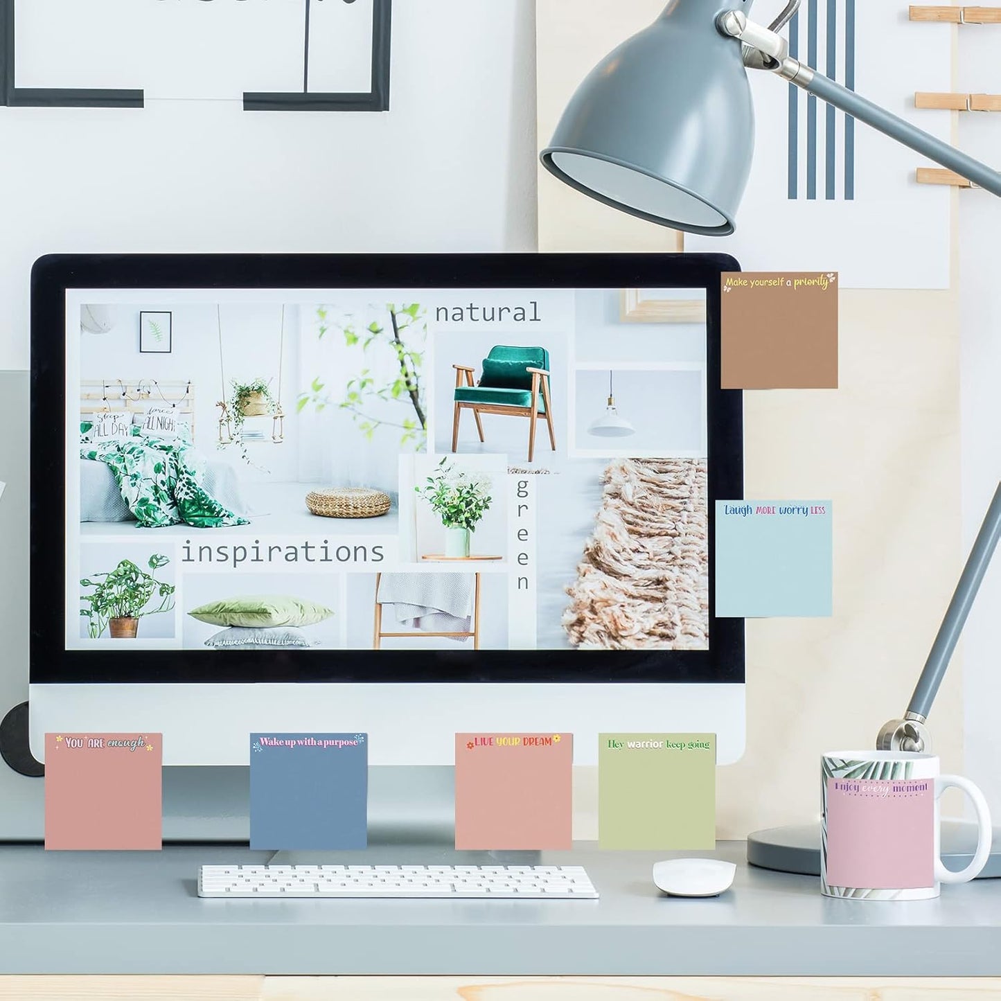 Zonon 12 Pieces Inspirational Sticky Notes 3 x 3 Inch Motivational Fun Notepads Positive Gifts for Teacher Nurse Coworkers Work Studying Supplies(Colorful Style)