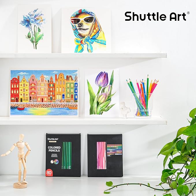 Shuttle Art 80 Colored Pencils, Colored Pencils for Adult Coloring, Soft Core Color Pencil, Drawing Supplies for Adults Kids Artists Beginners Drawing Coloring Sketching