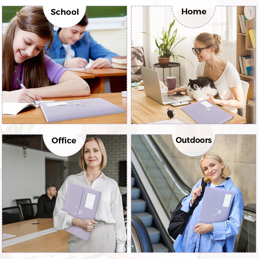 SKYDUE Expanding File Folder, Accordion File Organizer with 13 Pockets for A4/Letter Sized Paper, Accordion Folder with Labels - Document Receipt Organizer for Office, School, Home Purple