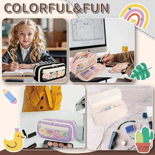Large Capacity Pencil Case with Compartments, School Pencil Bags with Zipper, Big Storage Pen Bag for Teen Girl Boy Men Women, Adult Stationery Pen Bag for School College and Office
