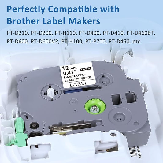 Replace for Brother Label Maker Tape TZe-231 TZe231 Label Tape, 12mm 0.47 Inch Laminated White TZ Tape Refills Compatible P Touch T-D210 PT-D220 PT-D200 PT-H110, 1/2 Inch * 26.2ft, 20-Cartridges