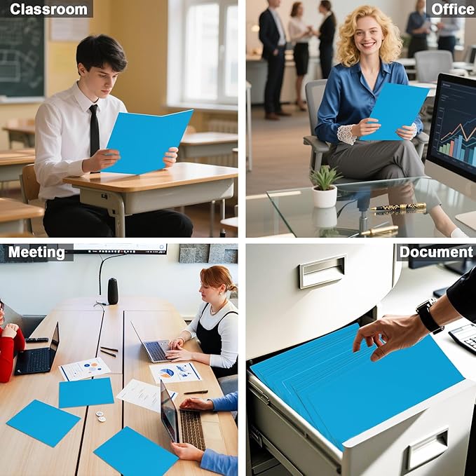 Folders with Pockets, LAYZZ 30 Pack Paper Pocket Folders, 2 Pocket File Folder Fits Letter Size Paper, for School Office and Home (Light Blue)