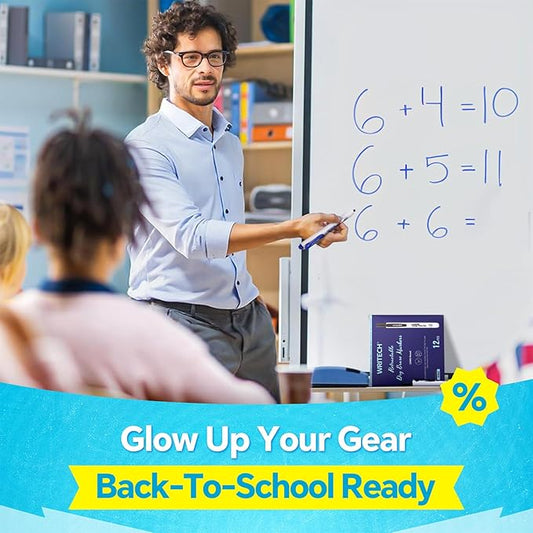 WRITECH Retractable Dry Erase Markers: Fine Tip Assorted Colors Low Odor Multi Colored Set Kid Adult Refillable Clickable Multicolor Thin Point Whiteboard Marker Bulk 12ct No Bleed Smear